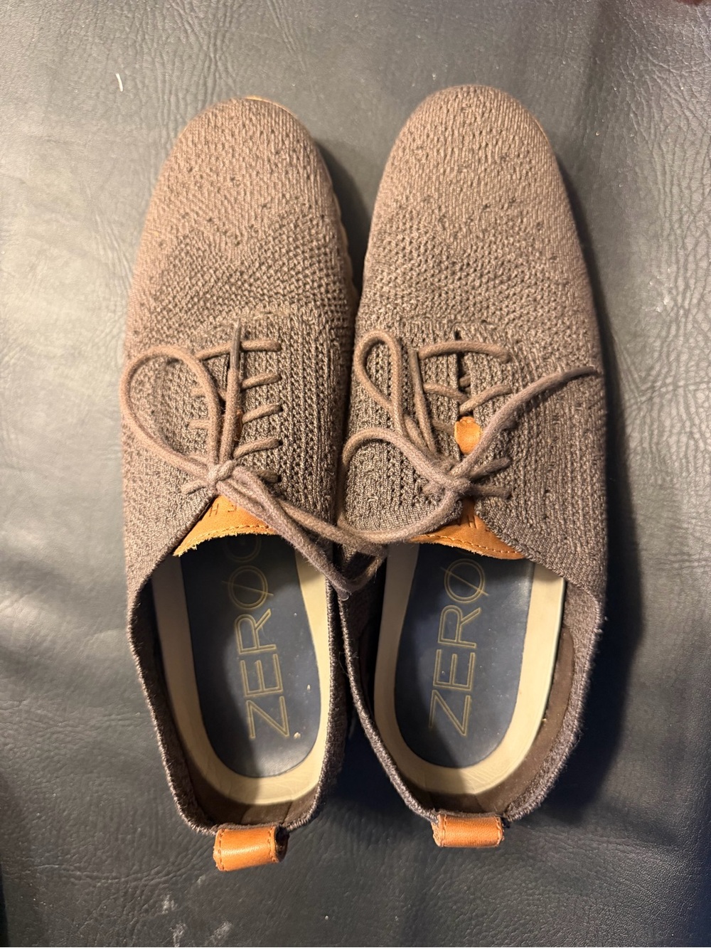 Cole Haan Brown Knit Lace-Up Oxfords with Tan Accents